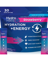 HydroMATE Electrolytes Plus Energy Strawberry Powder