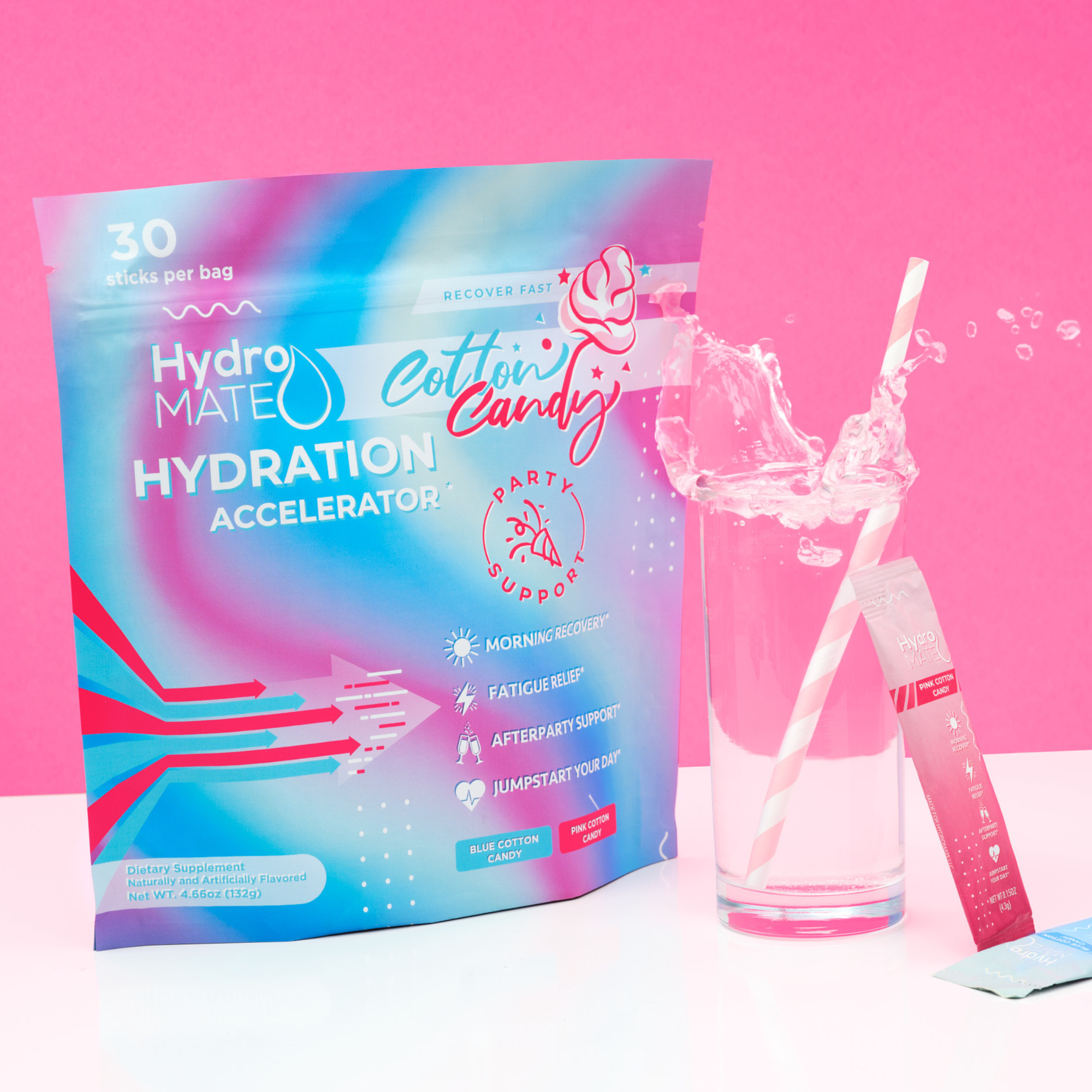 HydroMATE Sugar Free Electrolytes Cotton Candy Powder Packets