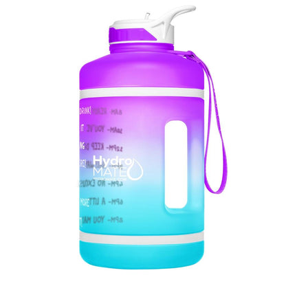 HydroMATE Motivational Time Marked Water Bottle 64 oz Water Bottle with Straw Purple Aqua 64oz, Blue, Frost, Half Gallon (64 Oz), MCF, ombre, Out of stock, Purple, Straw HydroMATE Half Gallon Motivational Water Bottle with Times to Drink Frost Purple Aqua Time Marked BPA Free Water Bottle with Straw Drink more water bottle start to track your water intake daily with encouraging time markings 64 oz Ombre Reusable Water Jugs and Water Bottles