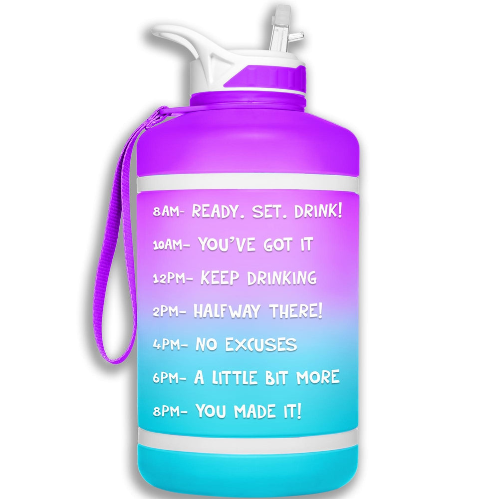 HydroMATE Motivational Time Marked Water Bottle 64 oz Water Bottle with Straw Purple Aqua 64oz, Blue, Frost, Half Gallon (64 Oz), MCF, ombre, Out of stock, Purple, Straw HydroMATE Half Gallon Motivational Water Bottle with Times to Drink Frost Purple Aqua Time Marked BPA Free Water Bottle with Straw Drink more water bottle start to track your water intake daily with encouraging time markings 64 oz Ombre Reusable Water Jugs and Water Bottles