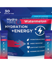 HydroMATE Electrolytes Plus Energy Watermelon Powder