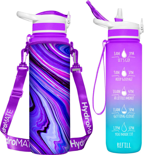 HydroMATE Pink 32 oz Insulated Water Bottle Sleeve Brush Bundle