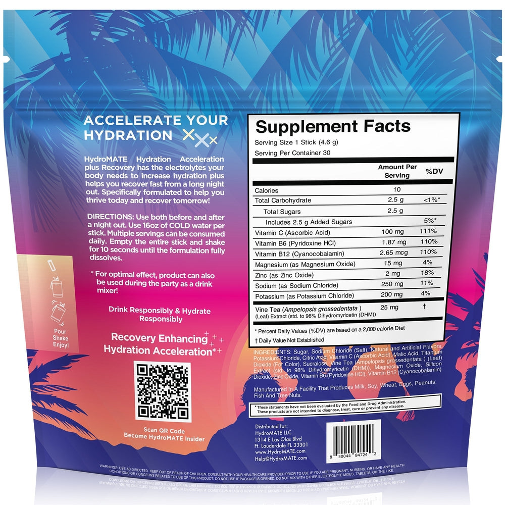 HydroMATE Motivational Time Marked Water Bottle HydroMATE Electrolytes Pina Colada Powder 16 Sticks Limited Edition Hydrate 2-3x Faster with HydroMATE Hydration Pina Colada Mix Packets Stop Dehydration with a Delicious Great Tasting Electrolyte Powder Mix for Water Individual Hydration Packs for Rapid Re-Hydration Variety Bag