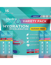 HydroMATE Motivational Time Marked Water Bottle HydroMATE Electrolytes Sugar Free Variety Pack 16 Sticks Hydration_SugarFree, MCF 