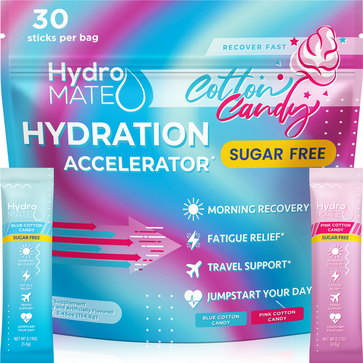 Hydration Electrolyte Drink Packets Cotton Candy | HydroMATE