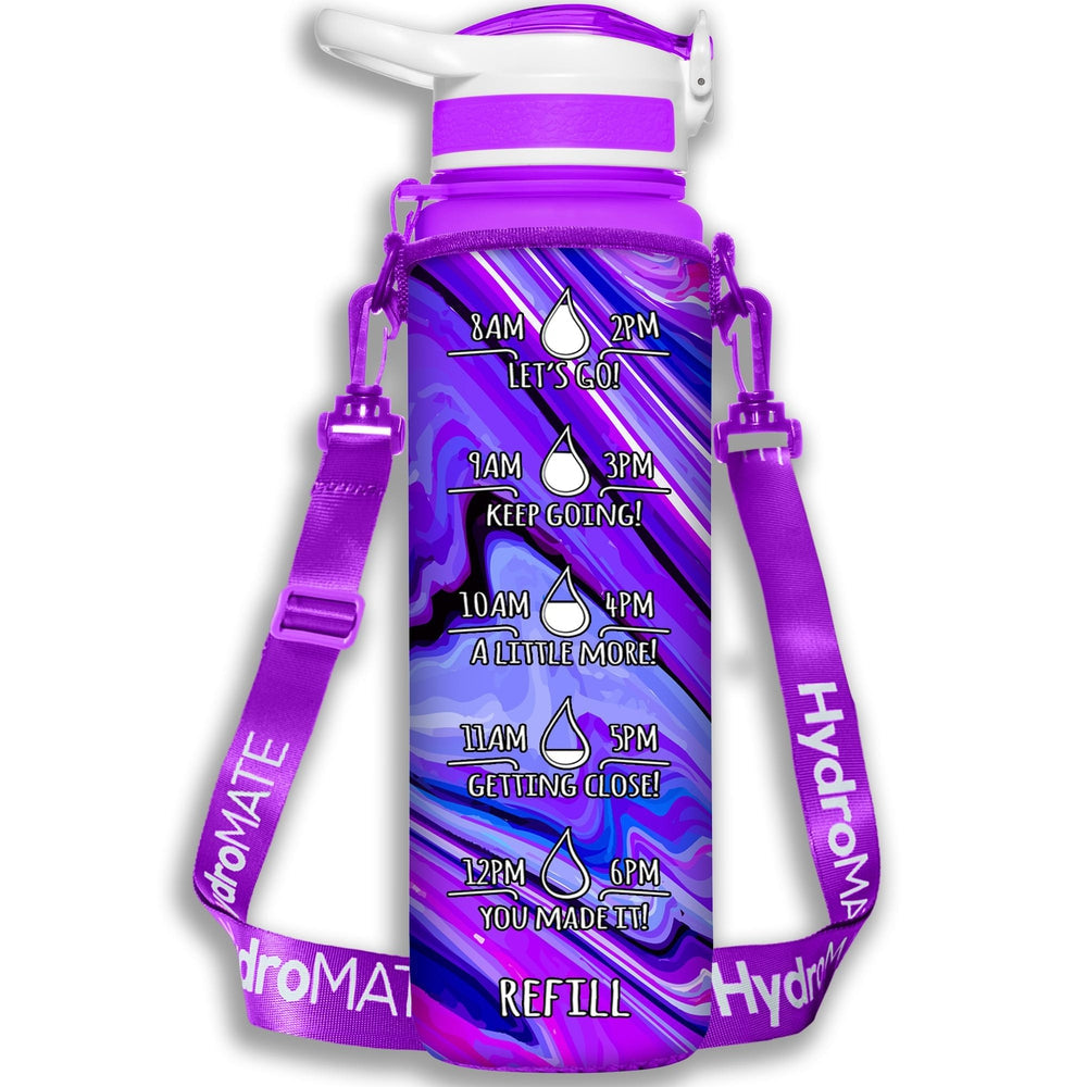 32 oz Water Bottle Bundle With Insulated Sleeve (Purple Mint Marble) -  HydroMate