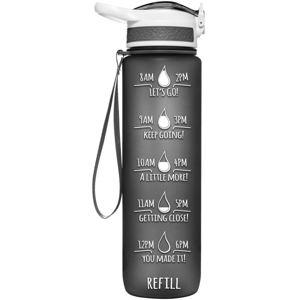 HydroMATE Liter Motivational Water Bottle Straw BPA-Free 32oz Red