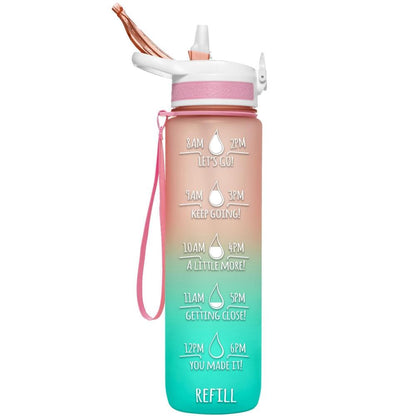 HydroMATE Motivational Time Marked Water Bottle 32 oz Water Bottle with Straw Rose Gold Mint 32 Oz (1 Liter), Frost, MCF, Mint-Rose Gold, ombre, Rose Gold, Straw HydroMate 32 oz Water Bottle with Straw and Handle Frost Rose Gold Mint Motivational Liter Water Bottle with Time Markers to Drink More Water Daily BPA FREE Time Marked Motivational Measurements Drink More Water Bottle with Reminders to Live Infinitely Better Track Water Intake All Day Inspirational Encouraging 