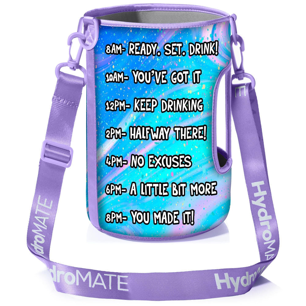 HydroMATE Motivational Time Marked Water Bottle 64 oz Insulated Water Bottle Sleeve Unicorn Accessories, Sleeve HydroMATE Gallon Insulated Water Bottle Sleeve Carrying Strap Unicorn HydroMate Time Marked Motivational Water Bottles. Drink more water bottle start to track your water intake daily with encouraging time markings. BPA-FREE Reusable Water Jugs and Water Bottles