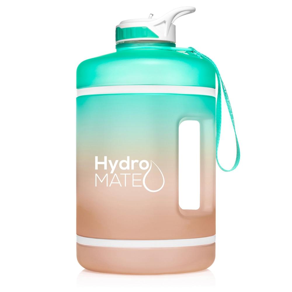 HydroMATE Motivational Time Marked Water Bottle Gallon Water Bottle with Straw Mint Rose Gold 1 Gallon (128 Oz), Frost, MCF, Mint-Rose Gold, ombre, Rose Gold, Straw HydroMATE Gallon Motivational Water Bottle Straw BPA-FREE Frost Mint Rose and Gold HydroMate Time Marked Motivational Water Bottles. Drink more water bottle start to track your water intake daily with encouraging time markings. BPA-FREE Reusable Water Jugs and Water Bottles