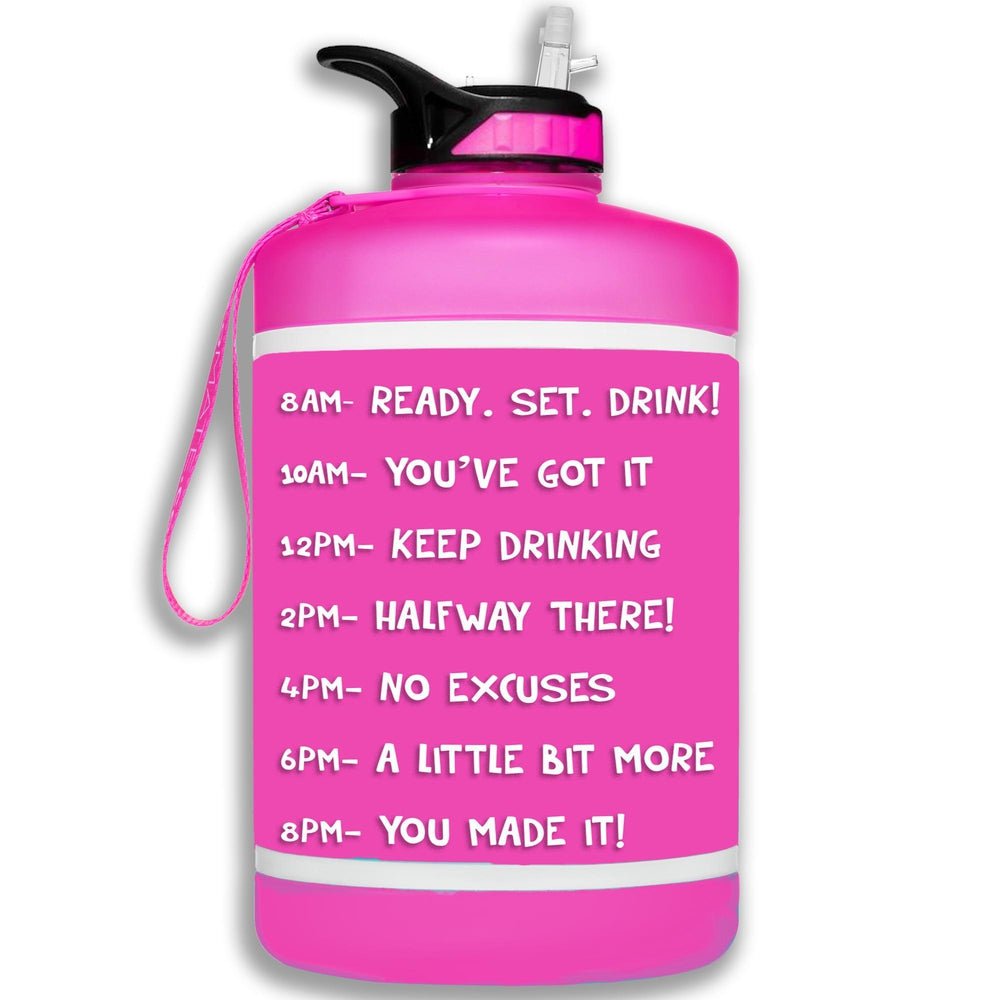 HydroMATE Motivational Time Marked Water Bottle Gallon Water Bottle with Straw Pink 1 Gallon (128 Oz), MCF, New, Pink, Straw HydroMATE Motivational Gallon Water Bottle with Times to Drink Marked Pink Reusable BPA FREE Water Jug with Times Straw and Handle All Day Water Bottle with Time Markers Encouraging Drink More Water Bottle with Strap by Hydro Mate USA