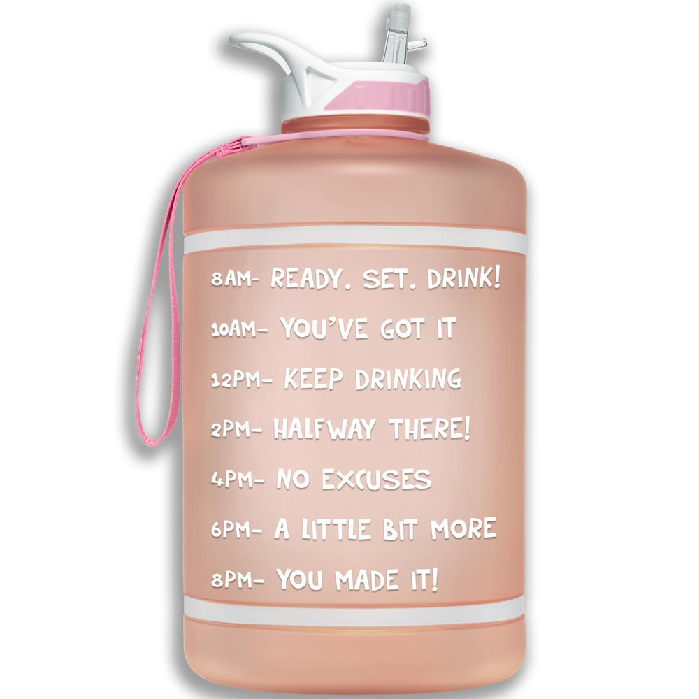 Hydration Nation 1 Gallon Water Bottle with Motivational Time Reminder - Pink