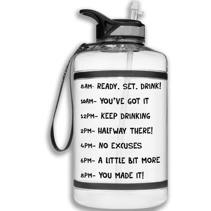 HydroMATE Motivational Time Marked Water Bottle Gallon Water Bottle with Times to Drink with Straw 64oz, Half Gallon (64 Oz), MCF, Parent-Listings HydroMATE Gallon Water Bottle with Time Markings Water Bottle that Encourages you to Drink Water All Day BPA FREE Time Marked Water Jug with Handle for you to Drink More Water Throughout the Day