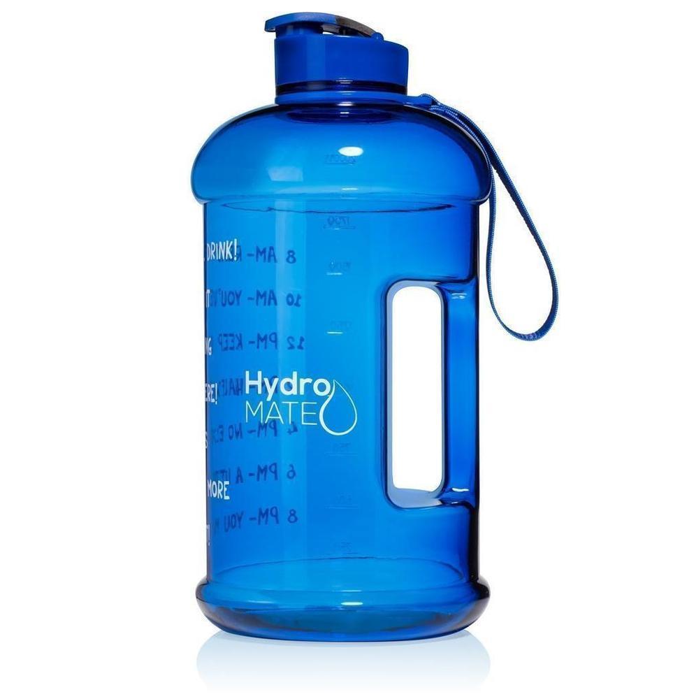 HydroMATE Water Bottle with Time Marker with Straw and Handle 64 oz BPA Free Water Jug Reusable Leakproof Half Gallon Bottle Purple Turquoise