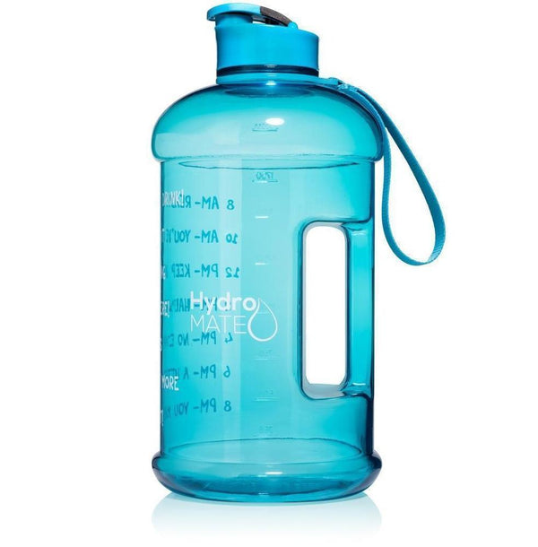 HydroMATE 64oz Half Gallon Time Marked Water Bottle with Straw Black