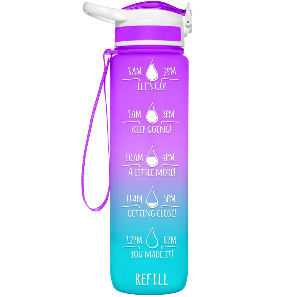 HydroMate 64 oz Motivational Water Bottle with Straw Pink Ombre