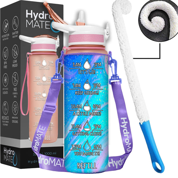 32 oz Water Bottle Bundle With Insulated Sleeve Cotton Candy - HydroMate