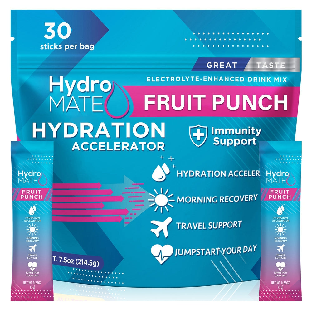 HydroMATE Motivational Time Marked Water Bottle HydroMate Hydration Powder Electrolytes Drink Mix 30 Count Electrolytes, MCF, Parent-Listings 