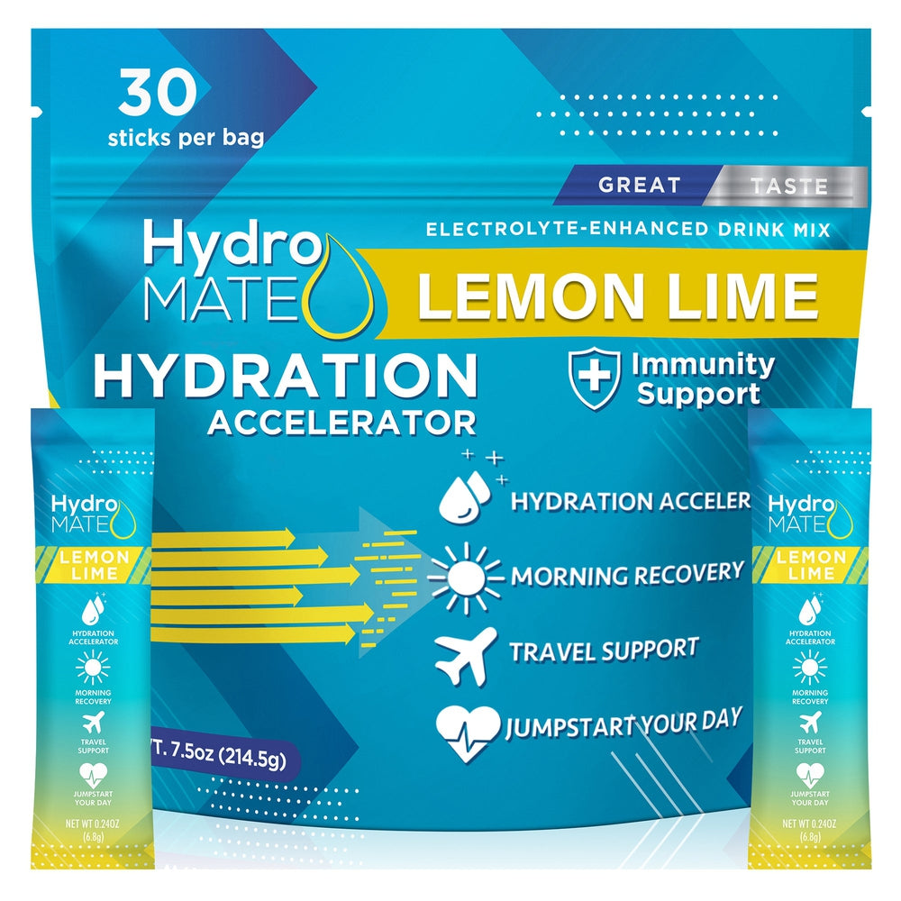 HydroMATE Electrolyte Powder Packs Hydration Accelerator Water Bottles